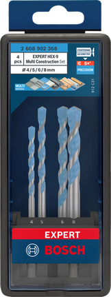 Bosch EXPERT HEX-9 daudzfunkcionālo celtniecības urbju komplekts, 4 gab.